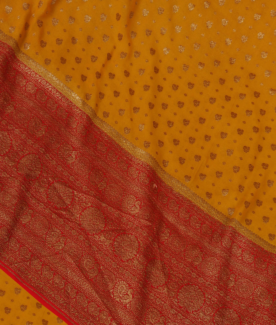 Yellow Banaras Georgette Silk Saree T266915-image