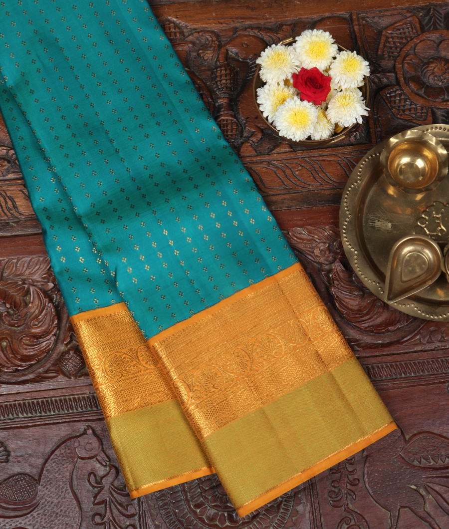 Teal Handwoven Kanjivaram Silk Saree T311396-image