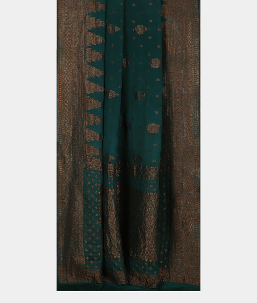 Peacock Green Banaras Georgette Silk Saree T3340722