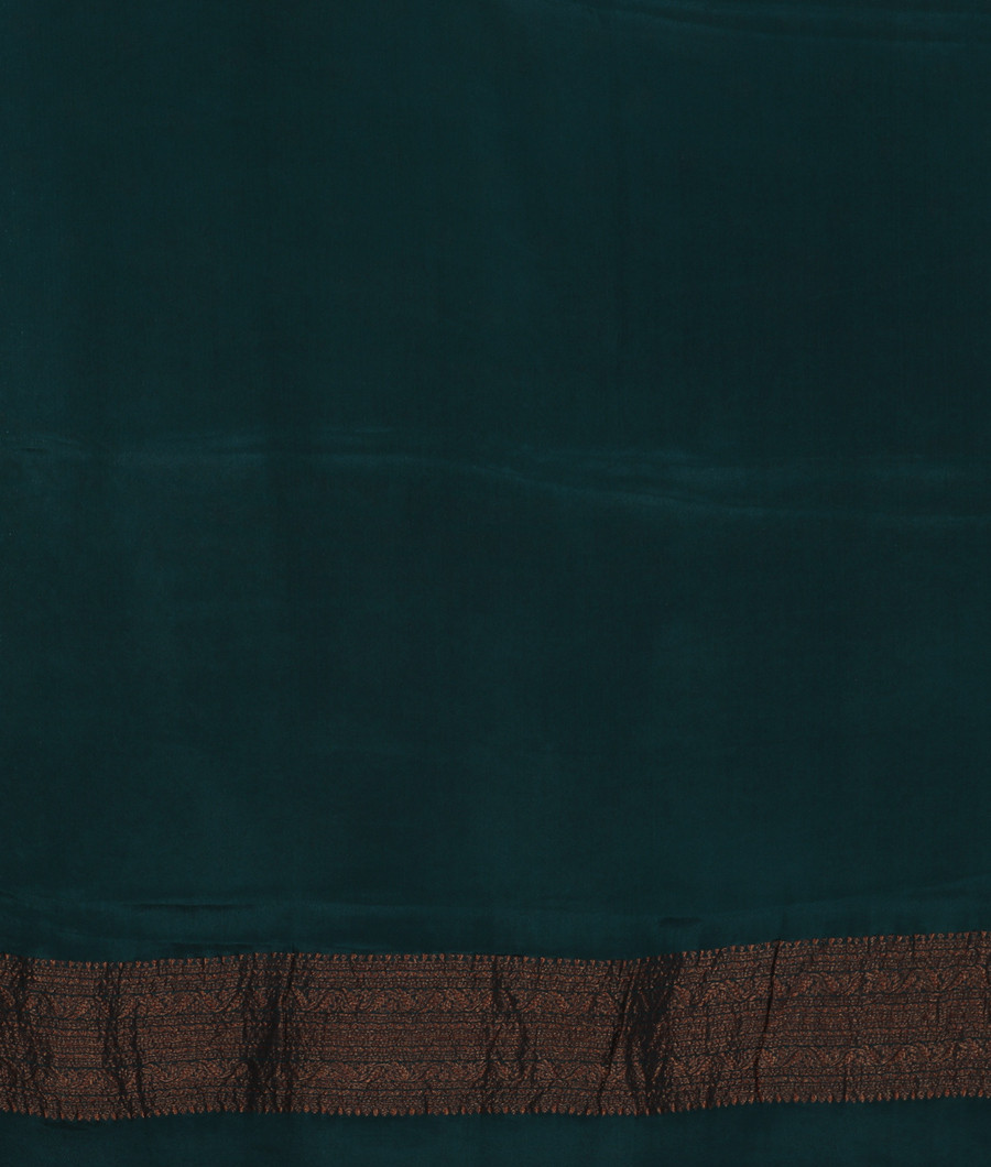 Peacock Green Banaras Georgette Silk Saree T3340723