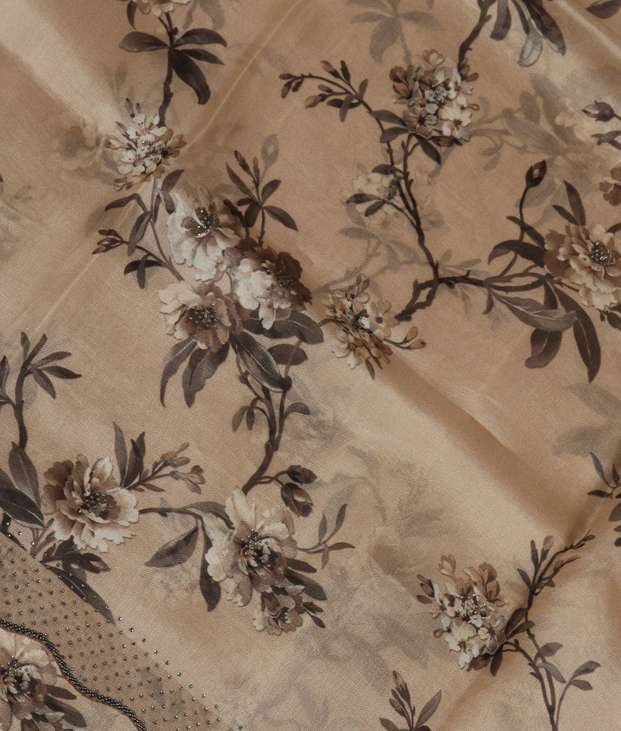 Beige Kora Organza Printed Saree T324800-image