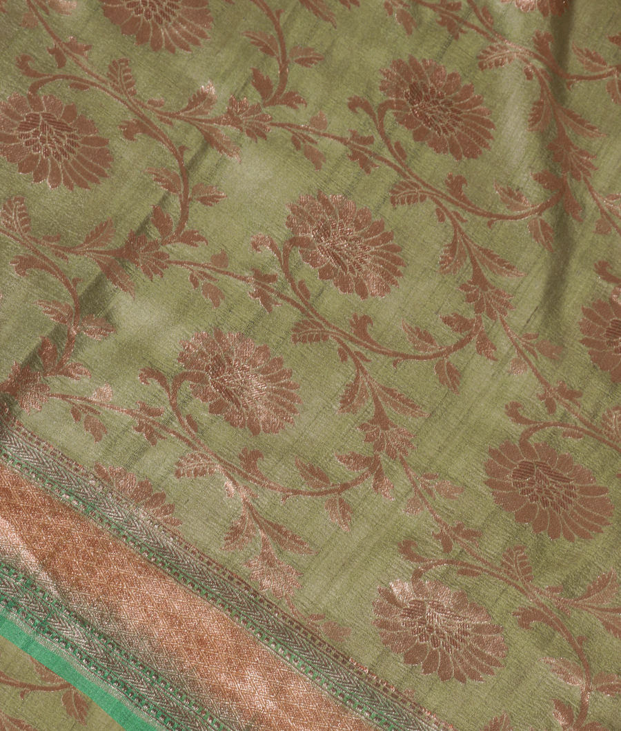 Green Tussar Georgette Saree T301024-image