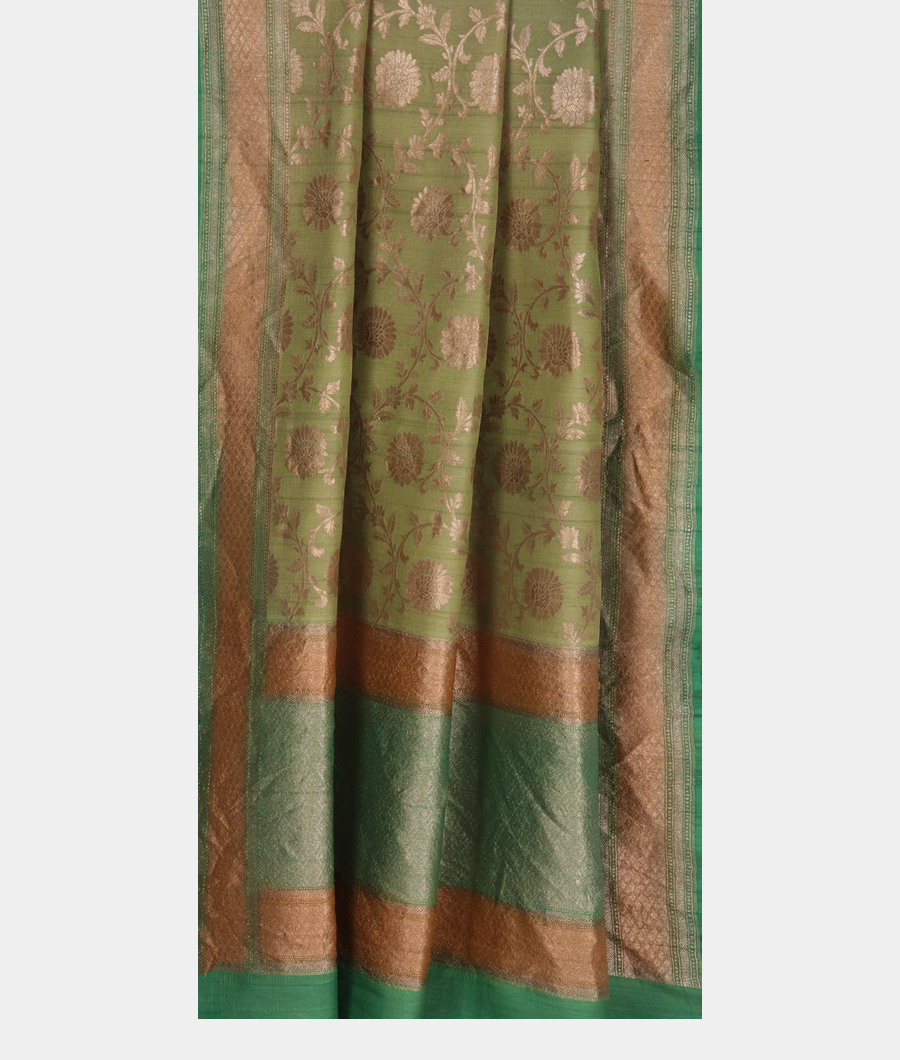 Green Tussar Georgette Saree T3010242
