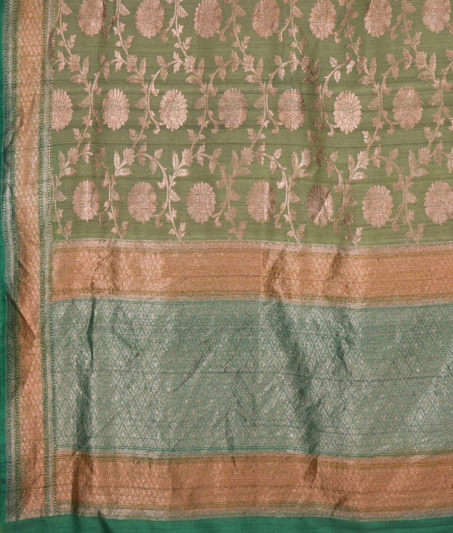 Green Tussar Georgette Saree T3010244