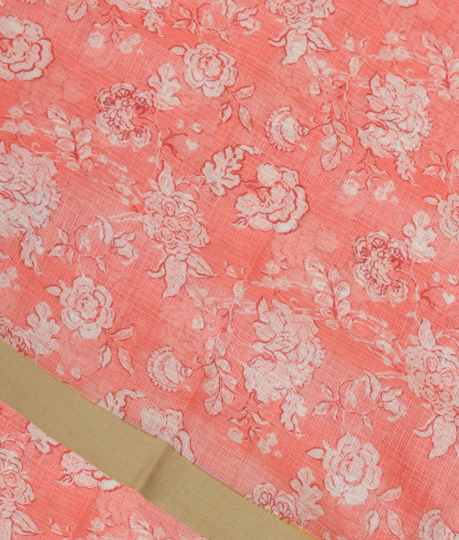 Peach Kota Cotton Saree T326200-image