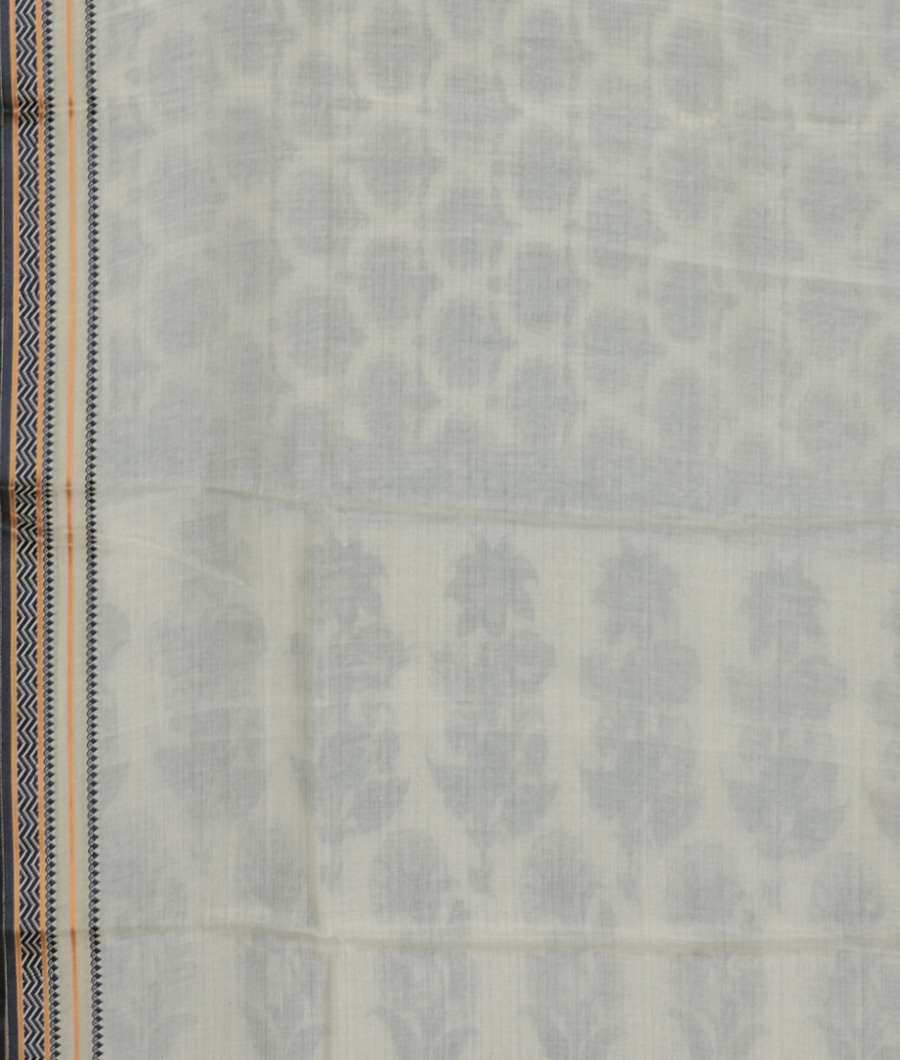 Off-White Soft Printed Cotton Saree T2397313