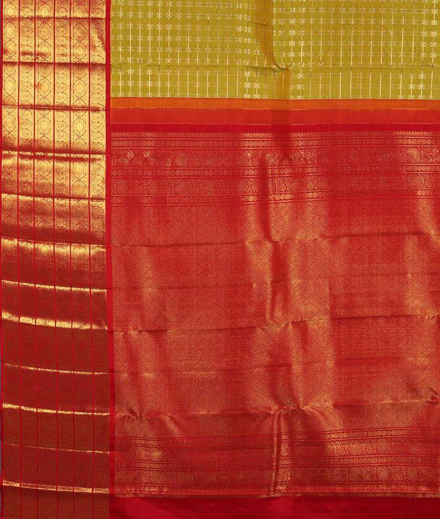 Yellowish Green Handwoven Kanjivaram Silk Saree T3274774