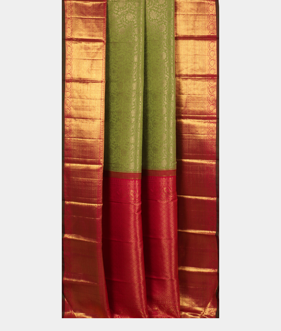 Green Handwoven Kanjivaram Silk Saree T2082192