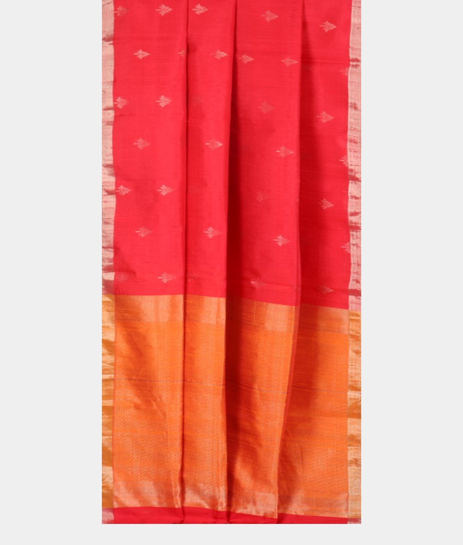Orangish Pink Woven Raw Silk Saree T3232872