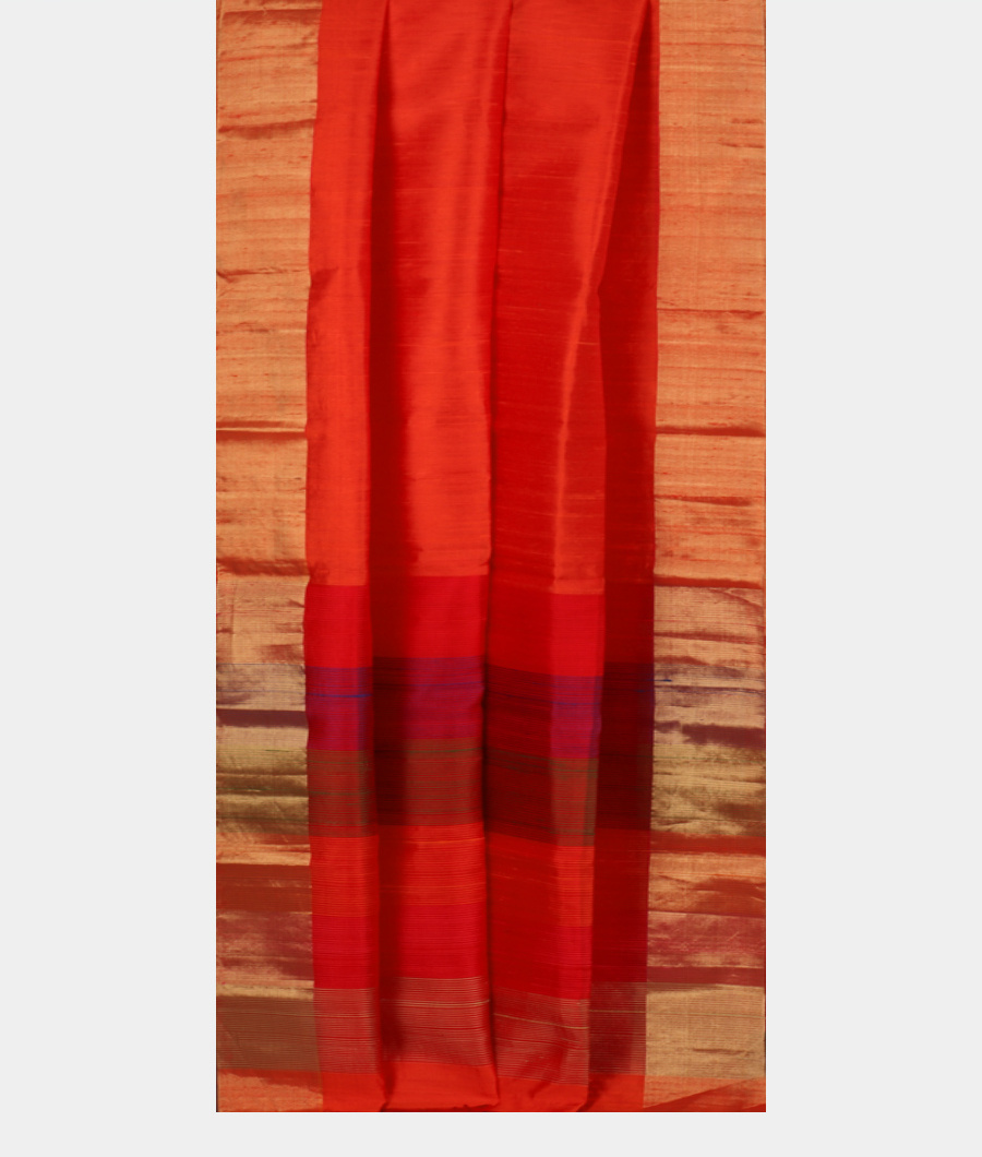 Orange Woven Raw Silk Saree T3143062