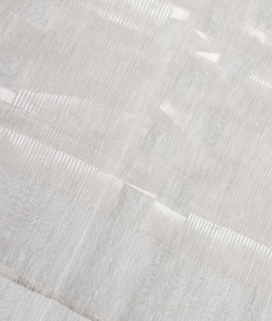 White Handwoven Linen Saree T281261-image