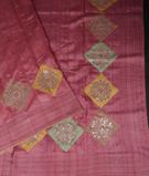 Pink Tussar Embroidery Saree T3356452