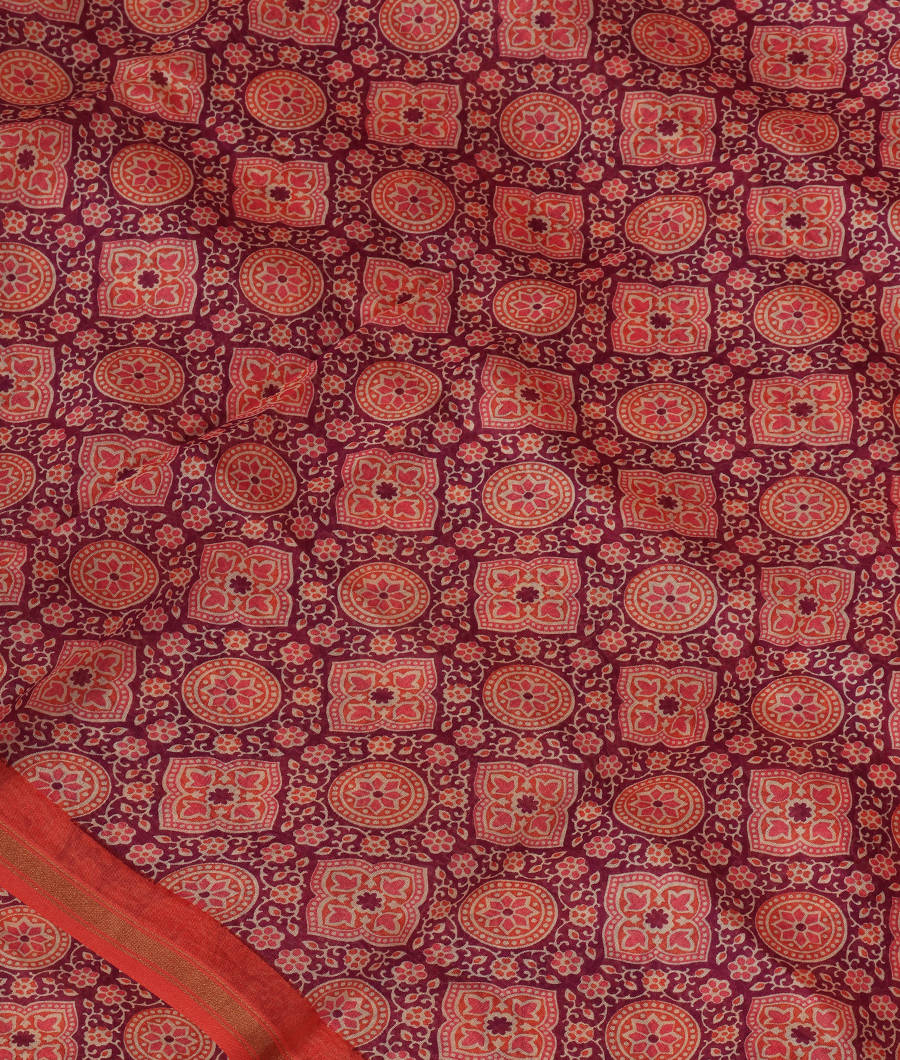 Purple Soft Printed Cotton Saree T335111-image