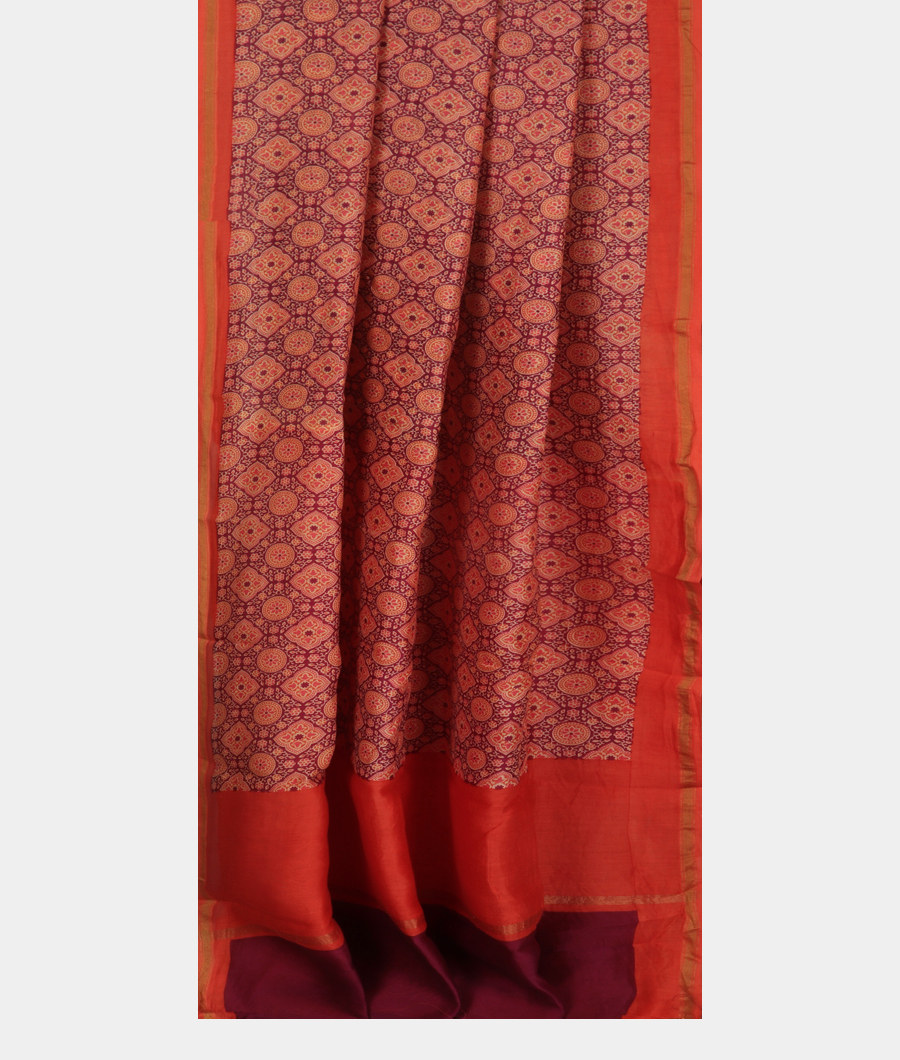 Purple Soft Printed Cotton Saree T3351112