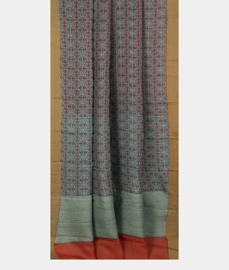 Light Blue Soft Printed Cotton Saree T3085142