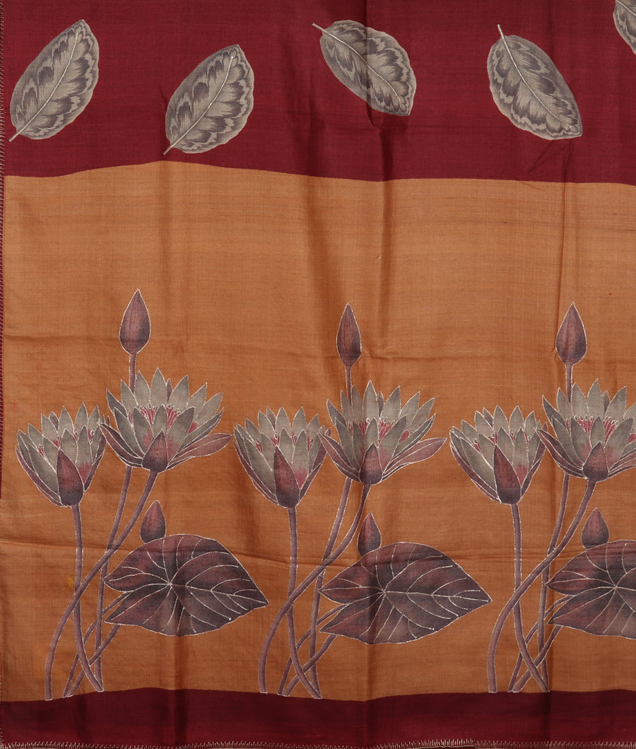 maroon-and-mustard-yellow-tussar-embroidery-saree-t327432-t327432-d