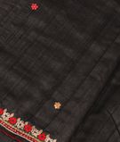 Dark Grey Tussar Embroidery Saree T3353961
