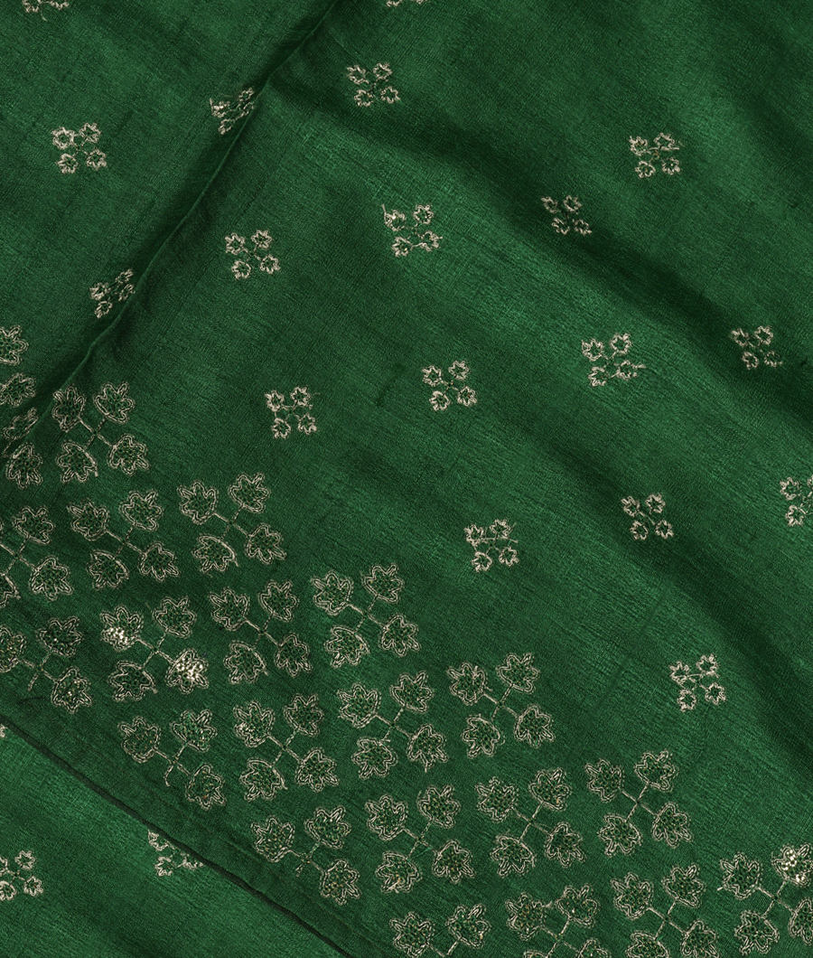Green Tussar Embroidery Saree T340993-image