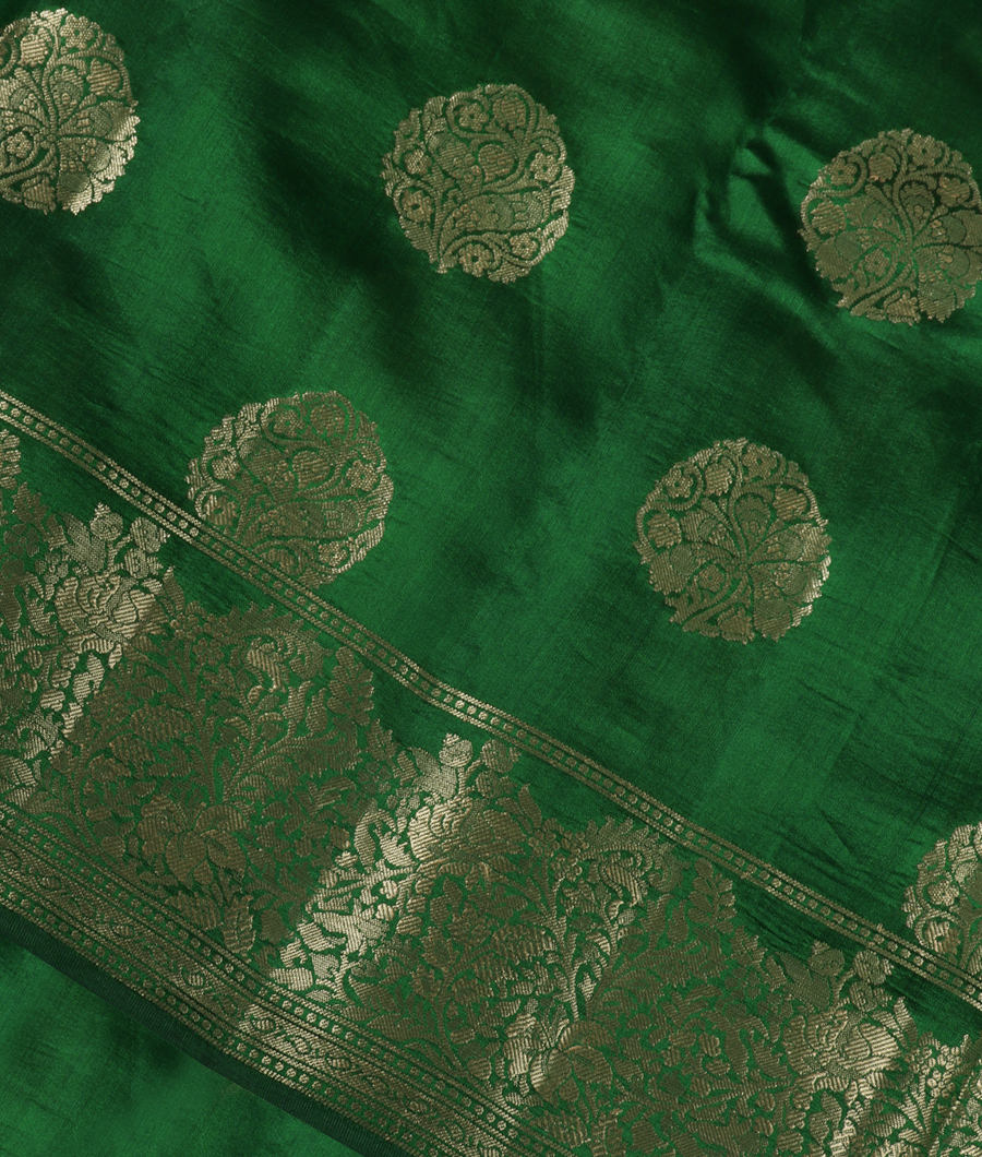 Bottle Green Chaniya Silk Saree T330416-image