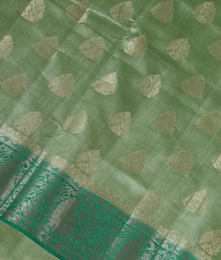 Sage Green Chaniya Silk Saree T341210-image