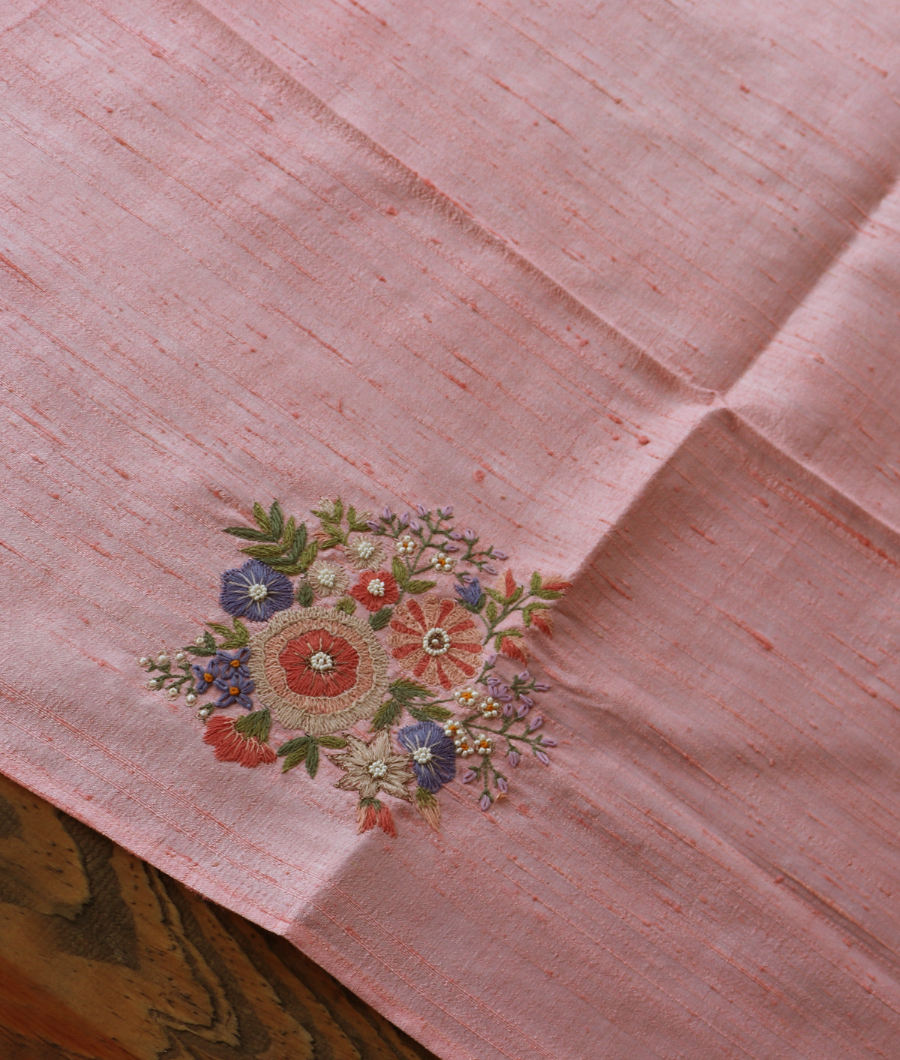 Pink Kora Organza Embroidery Saree T3398734