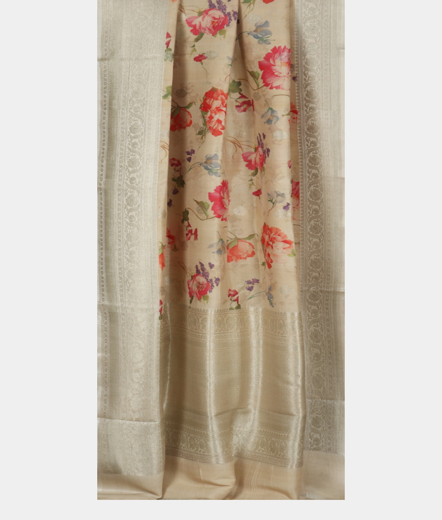 Beige Banaras Kathan Silk Saree T3415142