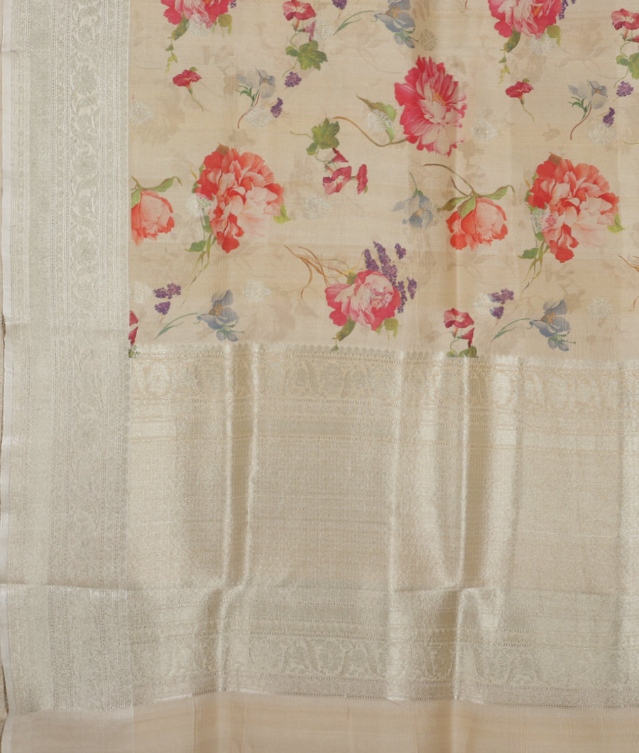 Beige Banaras Kathan Silk Saree T3415144