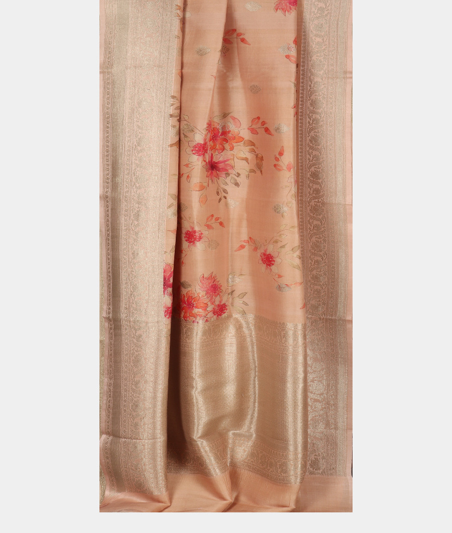 Salmon Pink Banaras Kathan Silk Saree T3415062