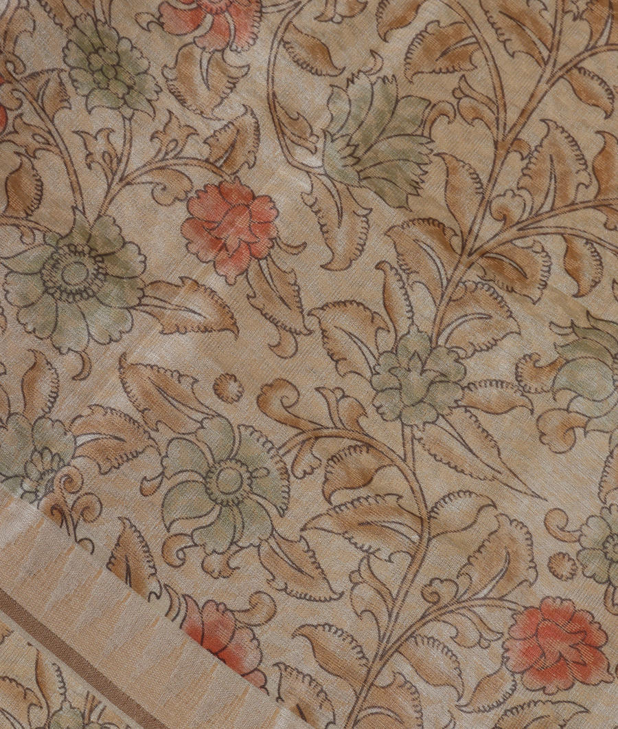 Beige Tussar Printed Saree T341049-image