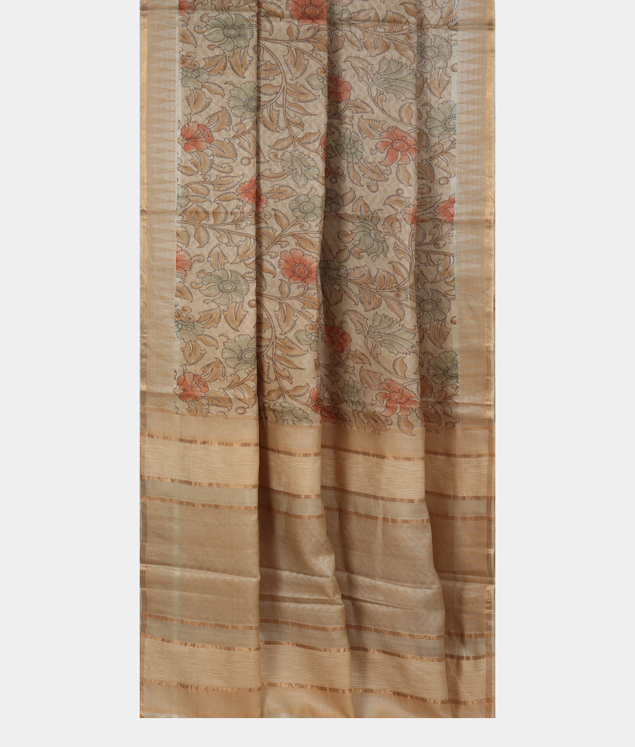 Beige Tussar Printed Saree T3410492