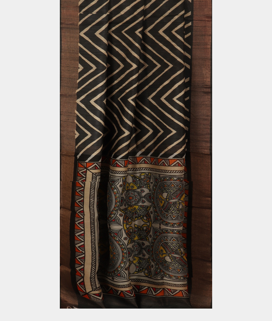 Black Tussar Printed Saree T2746752