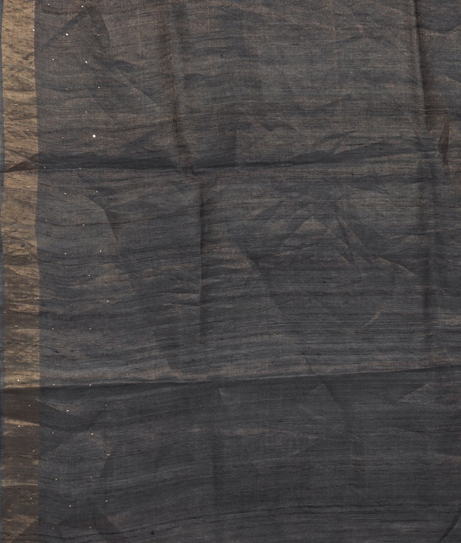 Bluish Grey Tussar Printed Saree T3208803