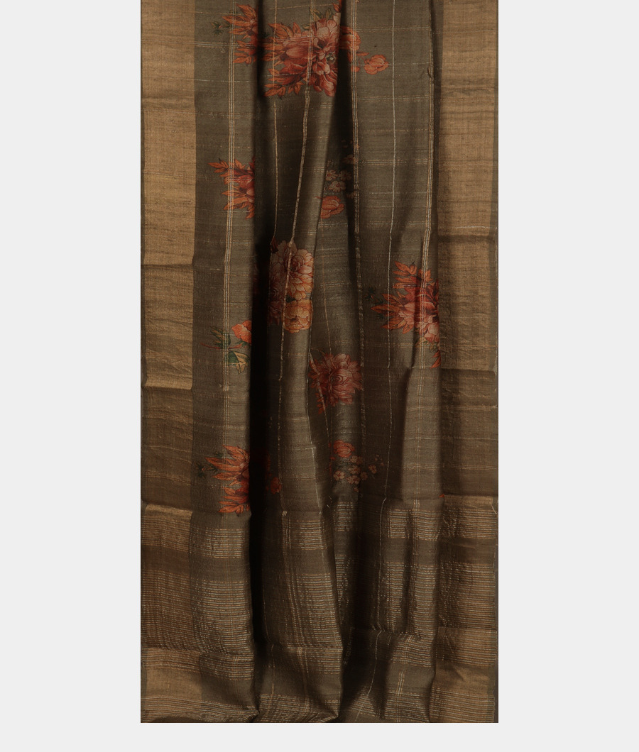 Green Tussar Printed Saree T3404612