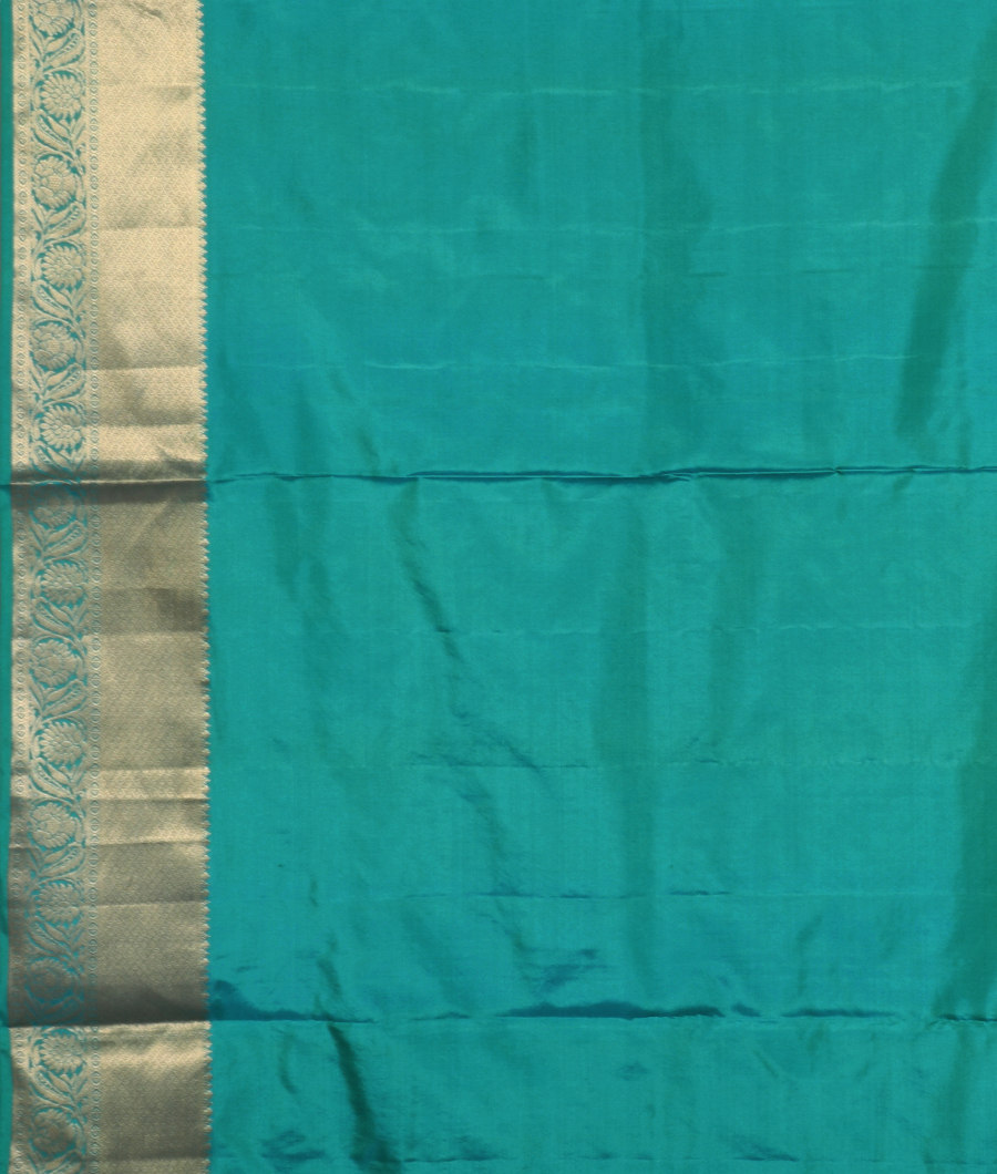 Bluish Green Soft Silk Saree T3120553