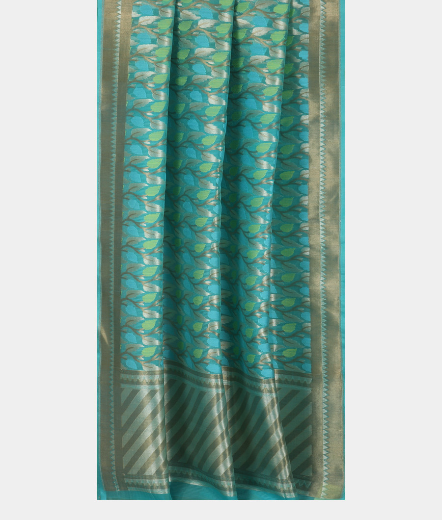 Blue Woven Organza Saree T3413432