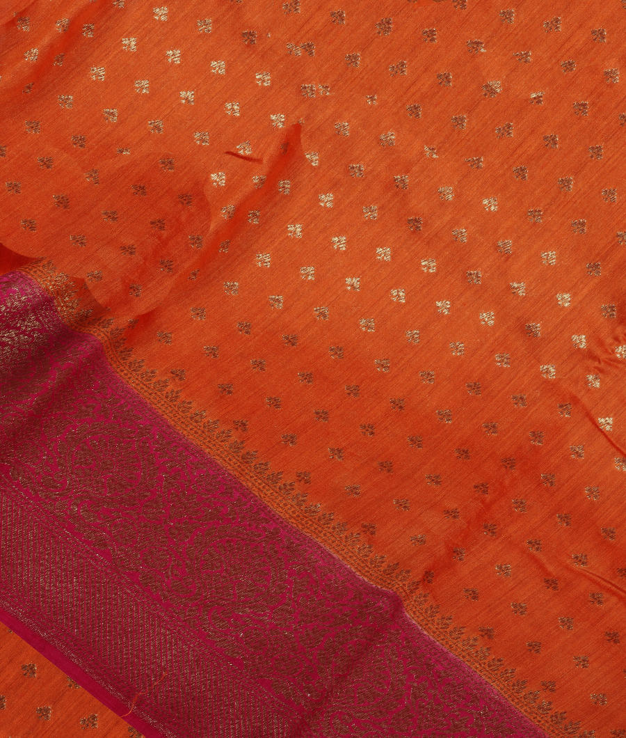 Orange Banaras Tussar Saree T339936-image