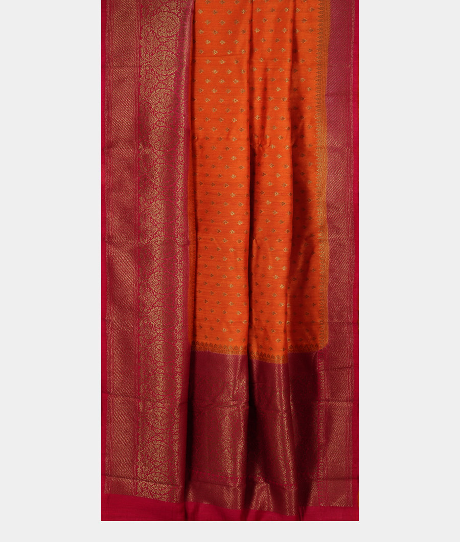 Orange Banaras Tussar Saree T3399362