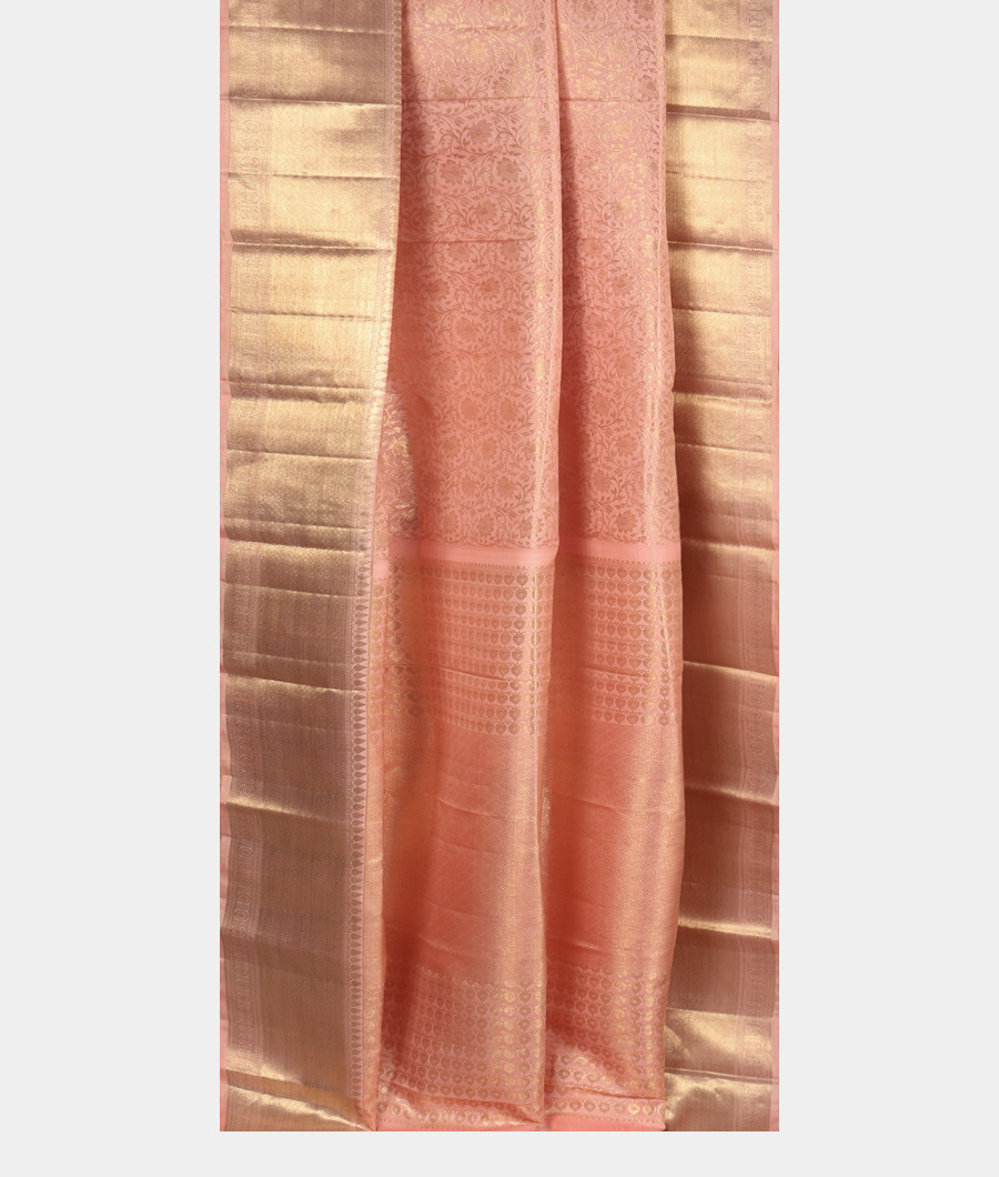 Baby Pink Handwoven Kanjivaram Silk Saree T3079492