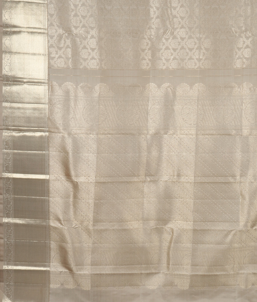 Light Grey Handwoven Kanjivaram Silk Saree T3252234