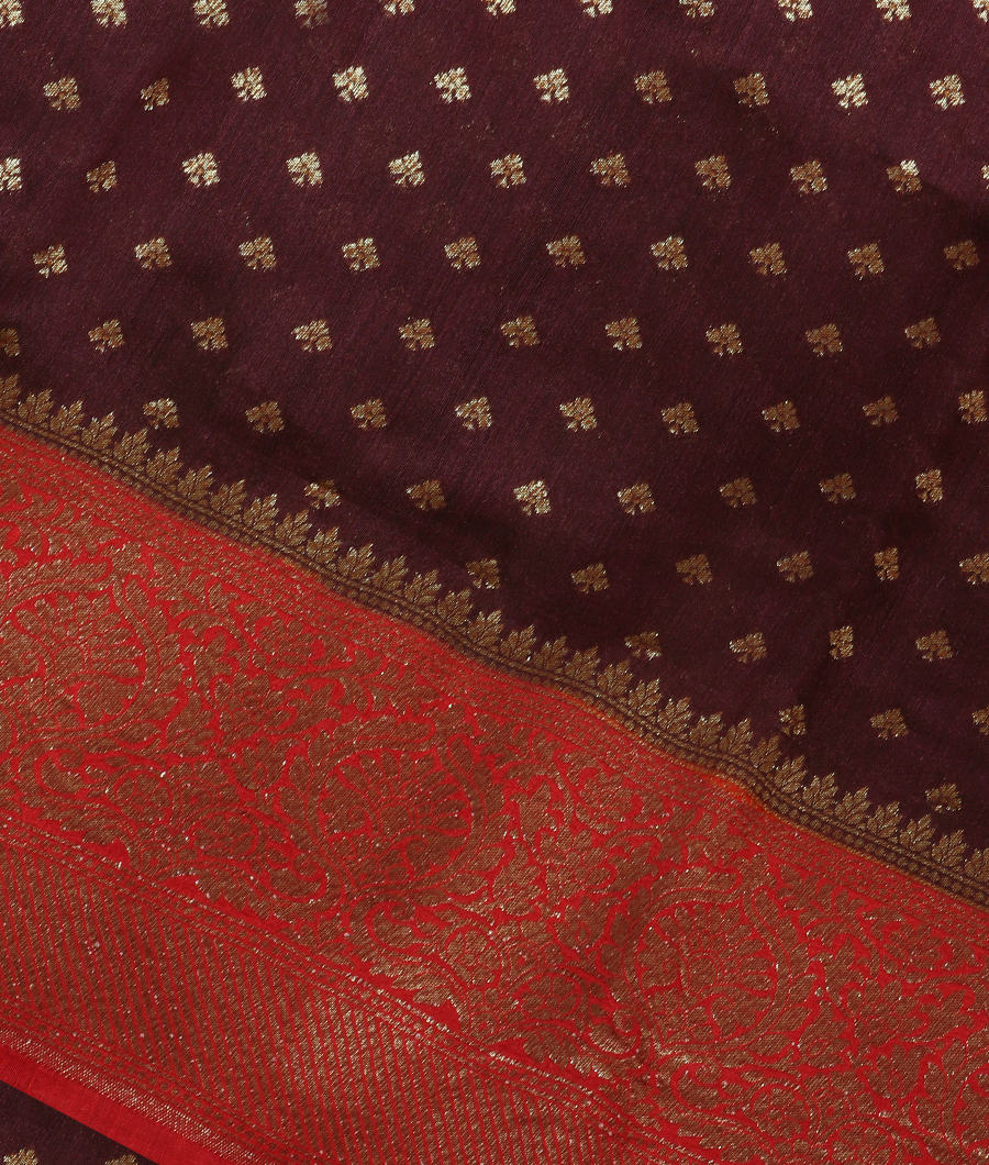 Deep Brown Banaras Tussar Saree T339938-image