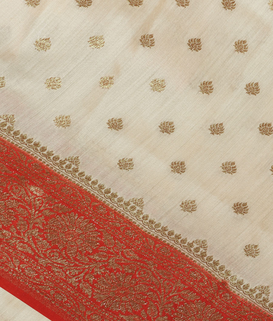 Off-White Banaras Tussar Saree T339951-image