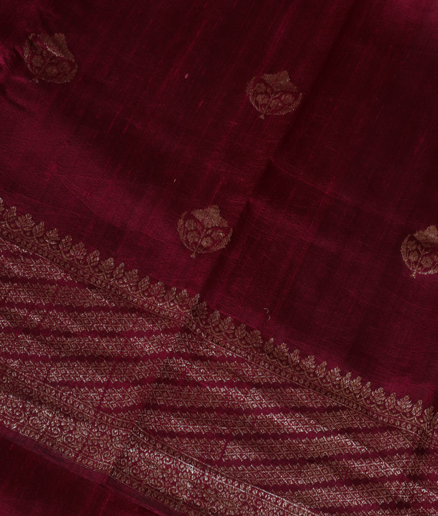 Burgundy Banaras Tussar Saree T339304-image