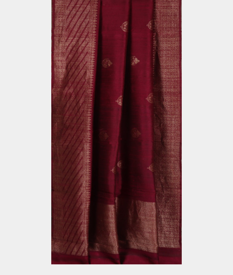 Burgundy Banaras Tussar Saree T3393042