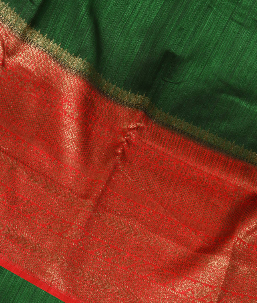 Green Banaras Tussar Saree T342898-image