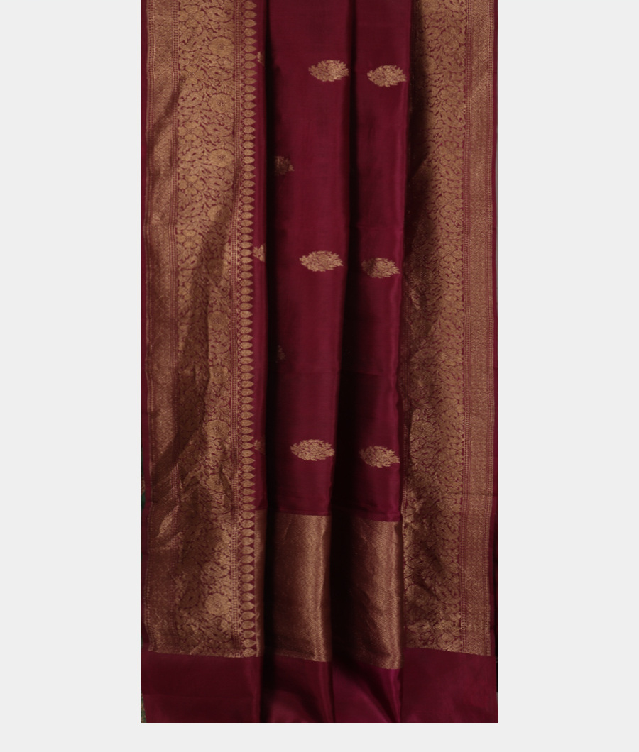 Burgundy Banaras Silk Saree T3392802