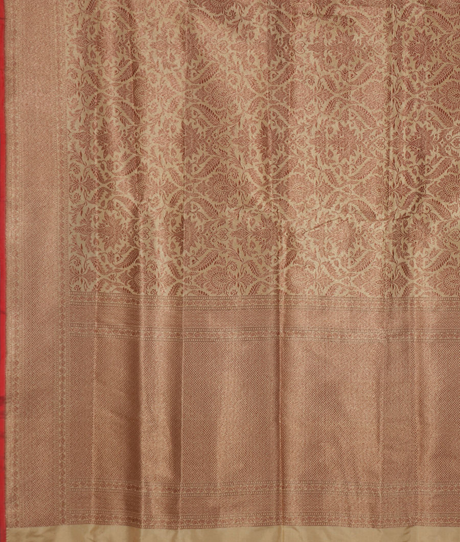 Beige Banaras Silk Saree T3357844