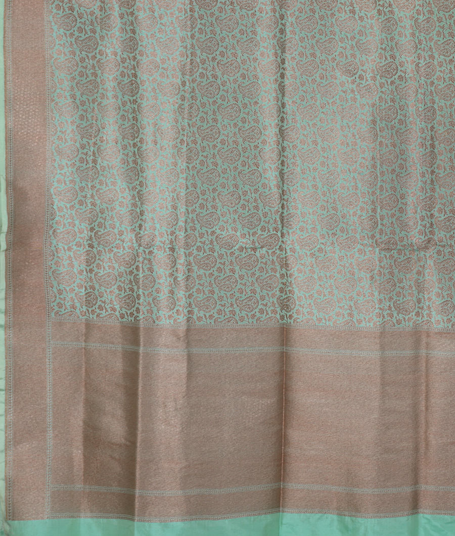 Light Mint Green Banaras Silk Saree T3357964