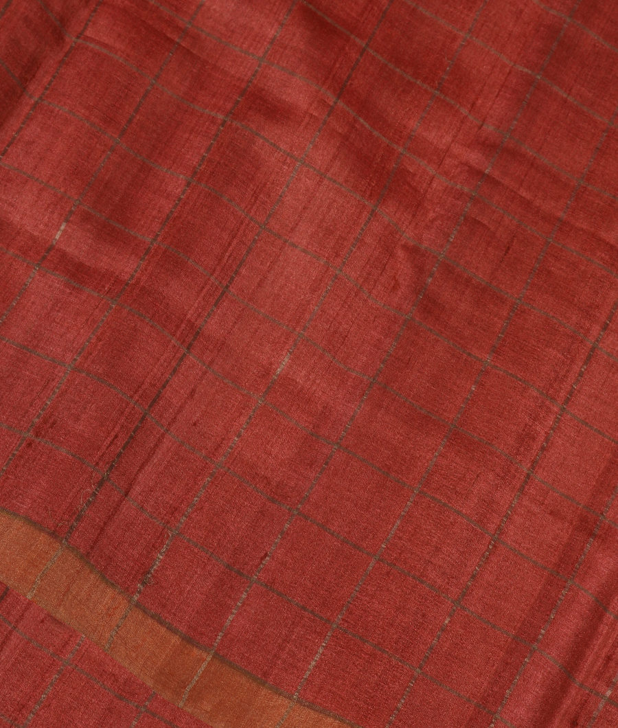 Rust Woven Tussar Saree T324109-image