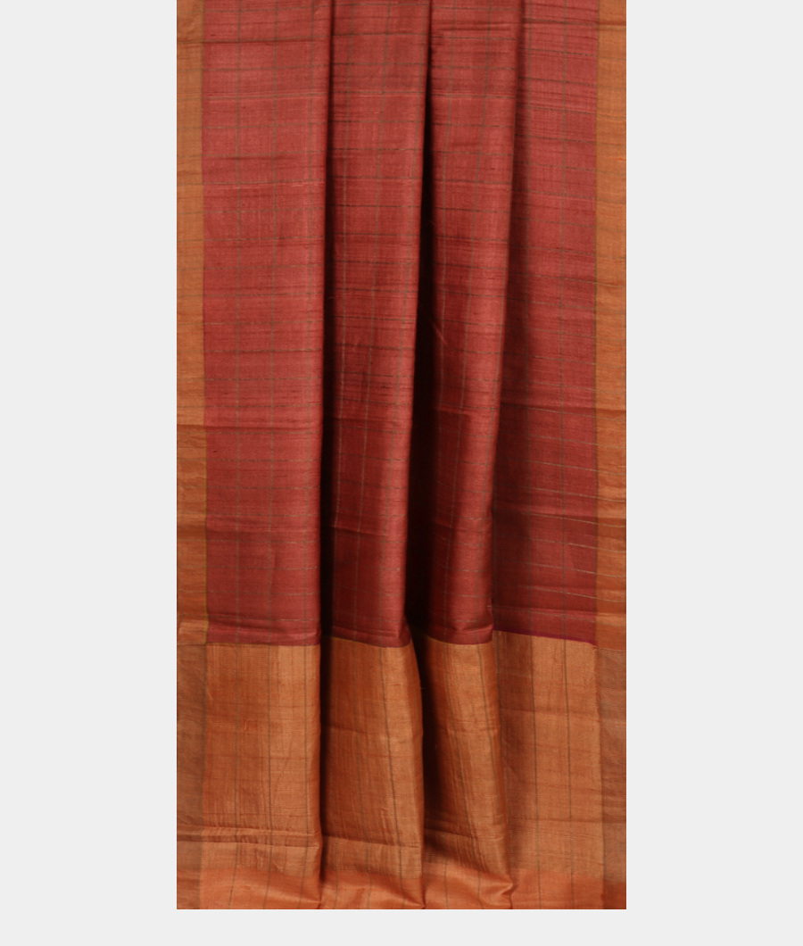 Rust Woven Tussar Saree T3241092