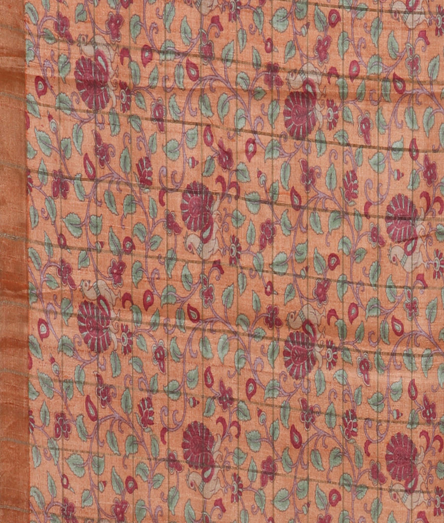 Rust Woven Tussar Saree T3241093